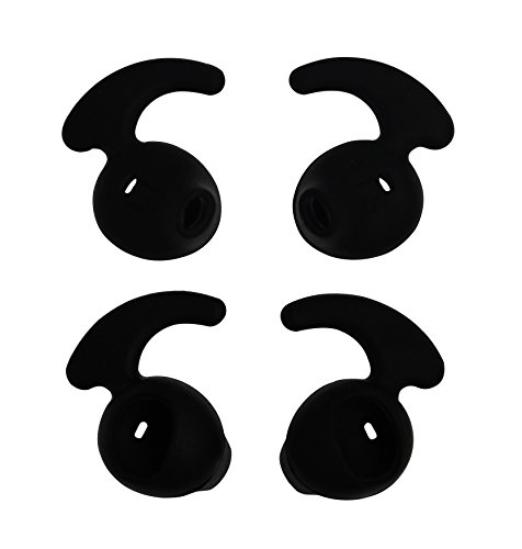 Ear Tips for Galaxy S7, Ear Buds, ALXCD 2 Pair Black Anti-slip Sport Silicone Replacement Ear Tip for Samsung Galaxy S7 S7edge S6edge, Samsung Level U Bluetooth Earphone [Sport] (Black 2 Pair)