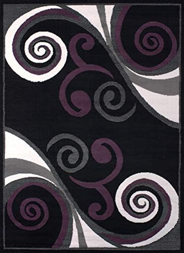 United Weavers of America, Dallas Collection, Area Rug, Indoor, Polypropylene, Jute Backing, Stain Resistant, Contemporary, Black, Paisley Pattern, Rectangular, 5'3" x 7'2"