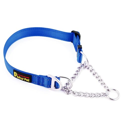 Plutus Pet Martingale Dog Collar with Stainless Steel Chain, Royal Blue, L by PLUTUS PET - Used condition - US$11.33