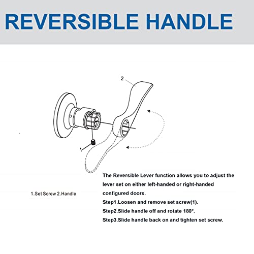 Comfhouse Wave Style Door Lever, Door Handle, Door Handleset, Door Lockset, Dummy Function, Interior Keyless Closets French Doors, Matte Black, Left & Right Handed, 2 Pack #TOP4