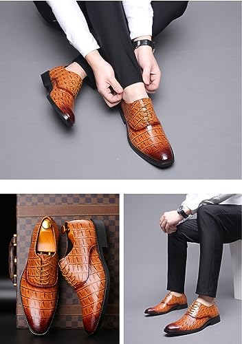 Men's Fashion Leather Dress Shoes Lace-up Genuine Leather Formal Business Tuxedo Dress Shoes3
