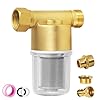 40 Micron Reusable Sediment Filter, Brass Inline Water Filter, Compatible with 1/2" NPT & 3/4" GHT, Sediment Filter for Washer, Washing Machine, Garden Hoses, High Pressure Washer, Well Water, RV