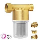 40 Micron Reusable Sediment Filter, Brass Inline Water Filter, Compatible with 1/2' NPT & 3/4' GHT, Sediment Filter for Washer, Washing Machine, Garden Hoses, High Pressure Washer, Well Water, RV
