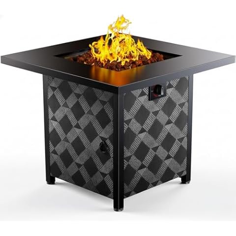 Ciays 28Inch Propane Fire Pit Table, 50,000 BTU Outdoor Gas Fire Pit Table CSA-Certified for Outside Patio with Removable Lid and Lava Rocks, Add Warmth and Ambience to Parties, Backyard, Garden Cover