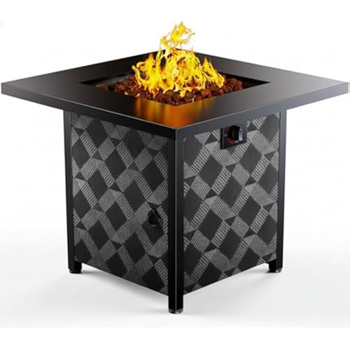 Ciays Propane Fire Pit Table, 32Inch Gas Outdoor Fire Pit Table CSA-Certified for Outside Patio with Lava Rocks, Add Warmth and Ambience to Parties, Backyard, Garden, 50,000 BTU