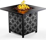 Ciays 28Inch Propane Fire Pit Table, 50,000 BTU Outdoor Gas Fire Pit Table CSA-Certified for Outside Patio with Removable Lid and Lava Rocks, Add Warmth and Ambience to Parties, Backyard, Garden