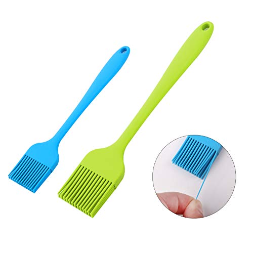 MCOMCE Pastry Brush, 2 Pack Basting Brush, One-Piece Seamless Design Cooking Brush, Basting Brush for Cooking, Food Grad Silicone Basting Brush, Green Food Brush, Blue Kitchen Brushes for Food - Thumbnail 4