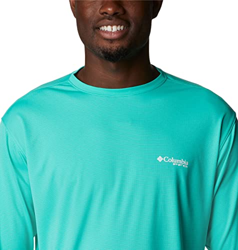 Columbia Manga longa masculina Skiff Guide Knit Turquesa elétrica, PP