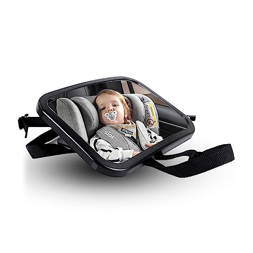 Image of AICEL Baby Car Mirror, Safety Rear Facing Car Seat Mirror for Infant with Extra Wide Clear View, Wide View Shatterproof Adjustable Automotive Mirror, Drive Safe and Monitor Your Child Easily