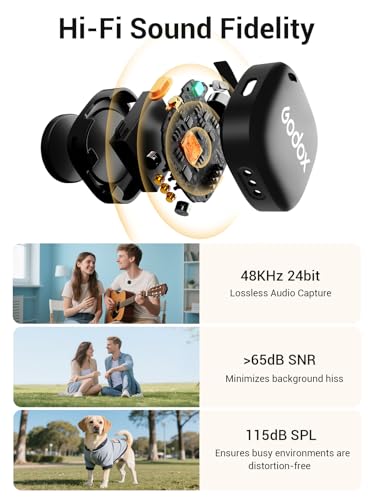 Image of GODOX C01 KIT2 Wireless Microphone, 48kHz /24-bit Professional Lavalier Mic 60W Fast Charging Mini Microphones 7g Ultralight,54H,Noise Reduction,200M Low Latency (2TX+1RX+USB-C+Charging Case)