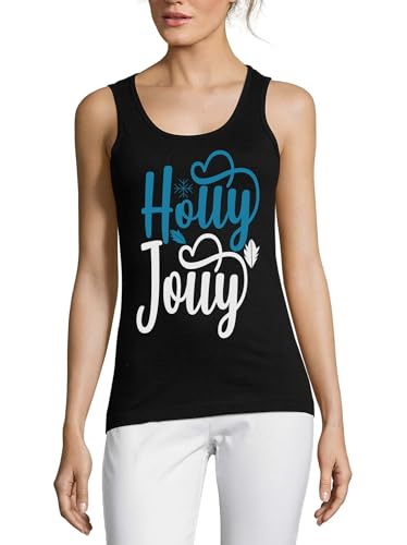 Débardeur en coton noir Holly Jolly Love Heart pour femme pour un style décontracté
