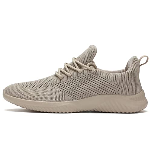 Wrezatro Men's Slip On Walking Shoes Ultra Light Breathable Non Slip Running Shoes Casual Fashion Sneakers Mesh Workout Sports Khaki #TOP2