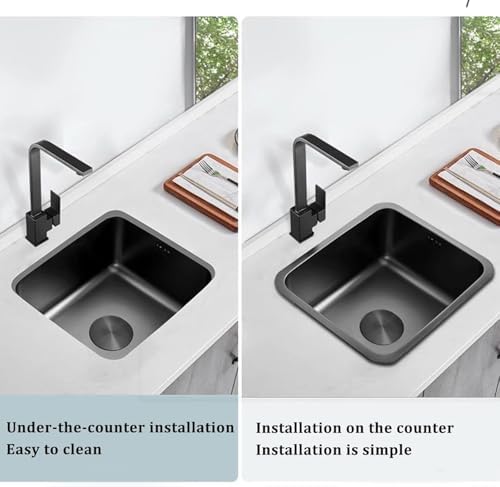 Kitchen Sink Unit Black Stainless Steel Bar - Small Square Built-in with Faucet Complete Accessories