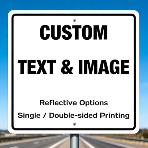 Custom Metal Sign, 12x12 Inch Square, Reflective Option, Double Sided Design, Rust Free Aluminum, Weatherproof Outdoor Driveway Marker Sign