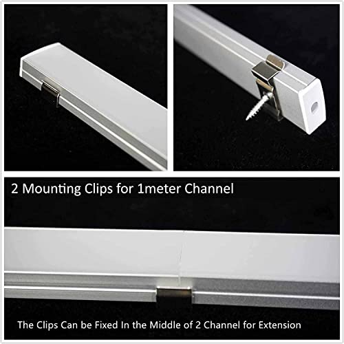 Image of (35x35mm LED Strip Light 1Meter Aluminium Rectangular Surface Profile Light Channels with Diffused Cover, End Caps and Mounting Clips Without LED Straight Linear - Pack of 1