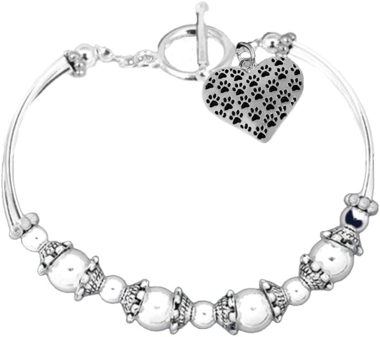 Dog Charm Partial Beaded/Beaded Bracelet - Paw Print Jewelry- Dog Lovers Bracelet- Dog Owner Bracelet - Gift for Dog Lovers