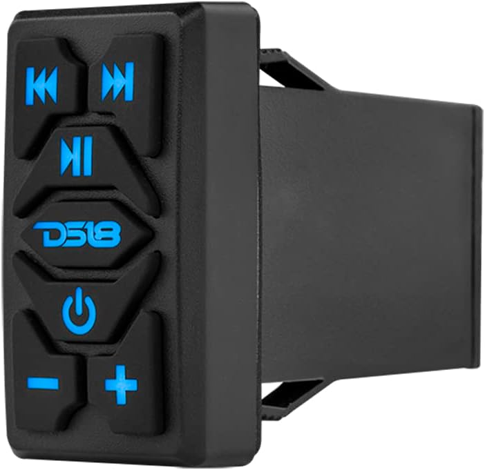 DS18 RKS-BT Waterproof Bluetooth Marine Rocker Switch Audio Streamer with Controls - Built-in Wireless BT Audio Receiver - Stereo 2.5v Pre-Out RCA - Universal Rocker Switch Mount