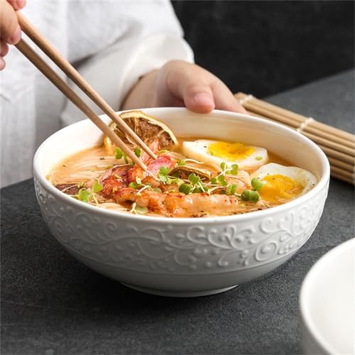Bol de soupe chinoise en céramique blanche pour des repas réconfortants - 4