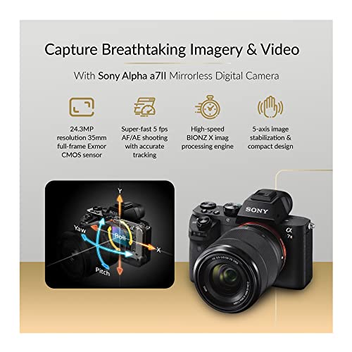 Sony Alpha A7Ii Mirrorless Digital Camera With 28-70Mm Oss Lens Bundle With 60-Inch Tripod, Camera Bag, 64Gb Sd Card, Card Case And Reader, Battery And Dual Charger, And Lens Cap Keeper (8 Items) #TOP2