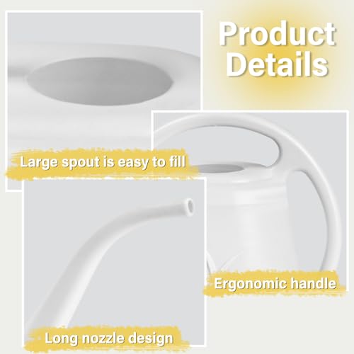 Image of Plastic Watering Can - for Indoor and Outdoor Plant - 1 /2 Gallon - White