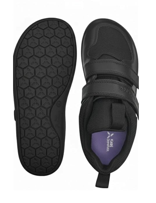 Kuzi Barefoot Black Leather, Wide Toe Box, Zero-Drop Sole, Ultra-Flexible Design for Natural Foot Development | UK 2.5