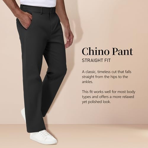 JWM 32" Mens Casual Chinos Pants Straight Fit Black2