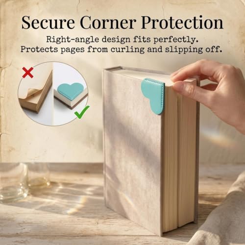 Vocect 16 Pcs Double‑Layer Leather Heart Corner Bookmarks, Cute Page Marker