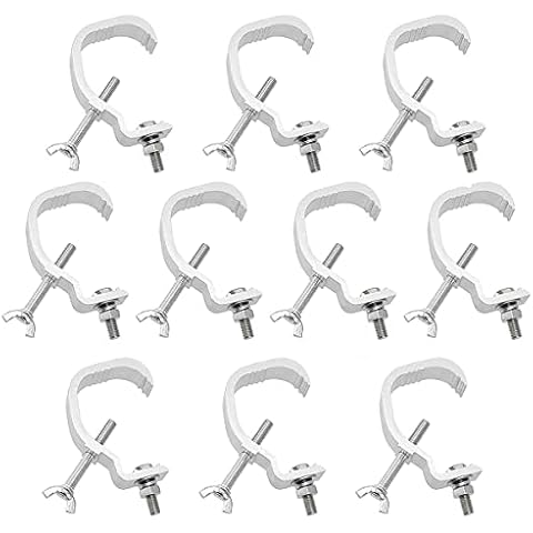 10Pack Heavy Duty Stage Lighting Clamps Hook,45 lb Load Capacity Aluminum Alloy Clamps,Fit 25-55mm OD Tube for DJ Lighting Projector Par Lights Spot Lights Cover