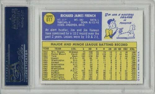 1970 TOPPS #617 JIM FRENCH BASEBALL CARD PSA 8 CENTERED NM NEAR MINT