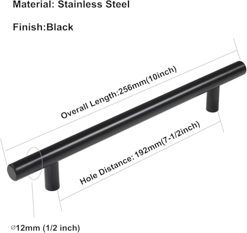Tiradores de 192 mm negros goldenwarm para transformar tus armarios de ropa y de cocina 4