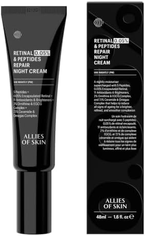 Allies of Skin Retinal 0.05% Peptides Repair Night Cream, 1.6 Fl Oz