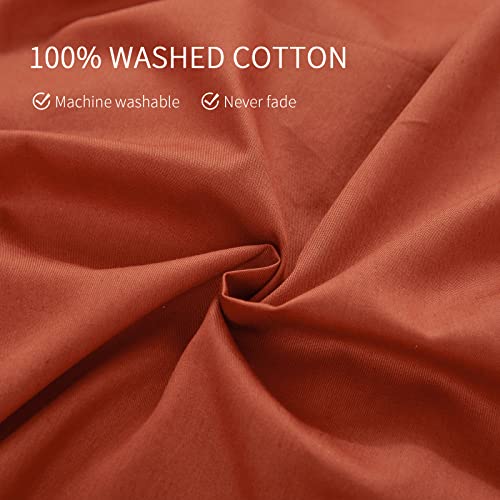 Enuullao Burnt Orange Duvet Cover Set Queen Size With Tassel,3 Pieces 100% Washed Cotton Comforter Cover With Zipper Ties,1 Boho Terracotta Duver Cover&2 Pillowcases(Burnt Orange,Queen) #TOP4