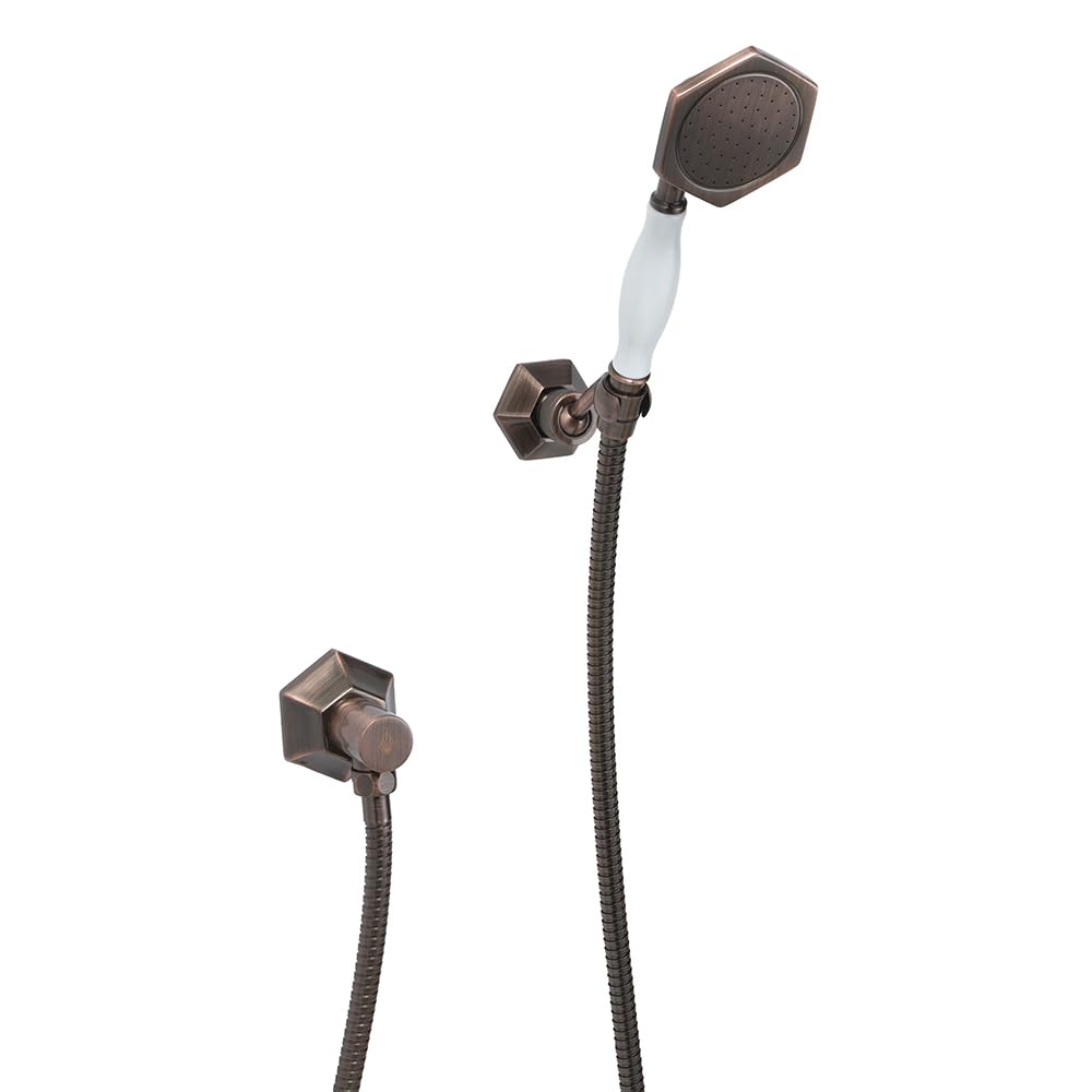 Milano Earlham Aged Bronze Art Deco Telephone Style Hand Shower Handset Outlet Elbow Wall Bracket