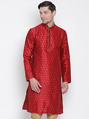 Image of VASTRAMAY Men's Blue Cotton Silk Blend Kurta