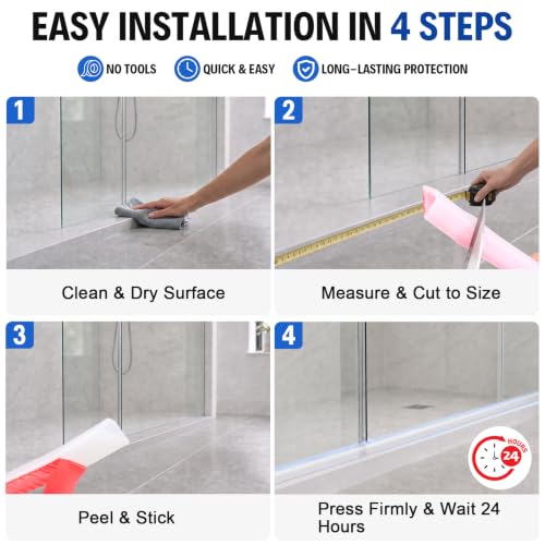 alophoty Shower Threshold Water Dam Barrier - 67" Collapsible Self-Adhesive Silicone Water Stopper for Walk-in Shower, Wet & Dry Separation for Bathroom & Kitchen, ADA Accessible, Clear by alophoty - Used condition - Image 9