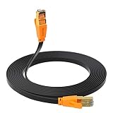 Cable Ethernet Cat 8 de 30 m, câble Ethernet RJ45 plat Cat 8 40 Gbit/s avec prise plaquée or, compatible avec routeur modem commutateur TV Box PC Xbox PS3 PS4 PS5 console de jeu