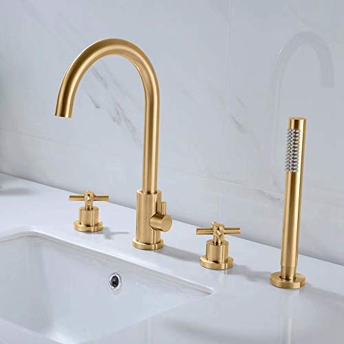 Robinets de douche cascade quatre trous mitigeur bain laiton