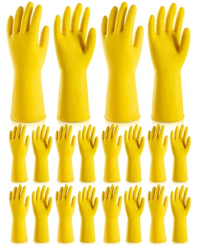 Rubber Gloves, 10 Pairs Cleaning Reusable Dishwashing Gloves, Waterproof Household Dish Gloves for Kitchen,Gardening,Flexible & Long-lasting,Medium