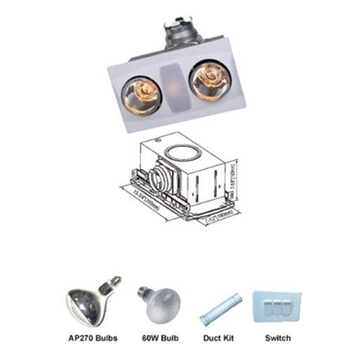 Aero Pure A515A W Quiet Bathroom Fan with Heat and Light, White - Bathroom  Heat Lamp - Amazon.com