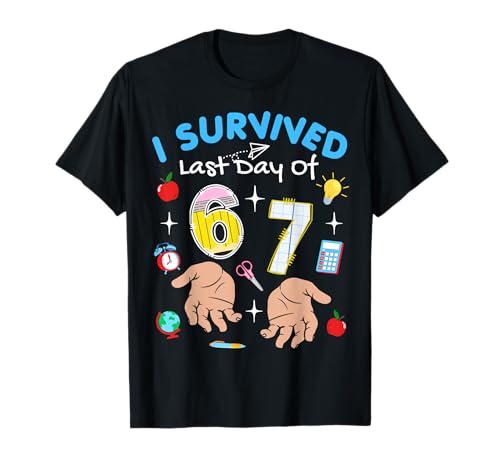 Funny I Survived Six Seven Meme Last Day School Teacher Kids T-Shirt