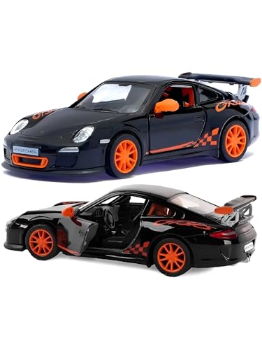 Image of 1:36 Porschee GT3 RS 2010 Alloy Sports Car Model - Diecast Metal Pull Back Toy with Openable Doors, Inertia Action, Collectible Car for Kids & Adults-Black