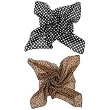 DUINIU 2 Bufandas Cuadradas Estampadas De Gasa, Estampado De Leopardo De Lunares, Accesorios Para El Cuello De Mujer, Bufandas De Gasa Para Mujer.
