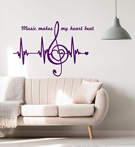 Designtorefine Vinyl Wall Decal Music Notes Quote Heart Pulse Heartbeat Stickers Large Decor (1439Ig) Black M 22.5 In X 33 In #TOP1