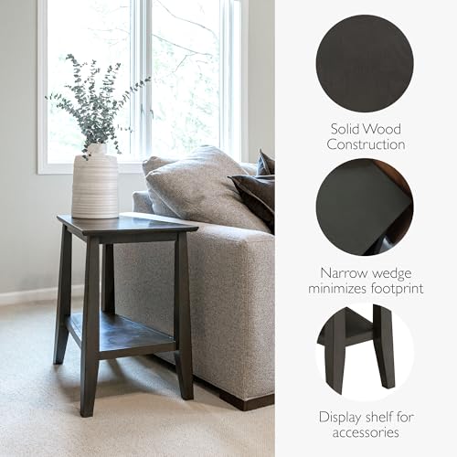 Image of Leick Home 10302-RG Rustic Wire Brushed Driftwood Round Side Table with Shelf, Rustic Gray