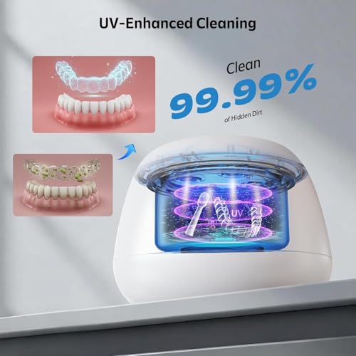 Image of Ultrasonic Retainer Cleaner Machine 48kHz Denture and Aligner Cleaning Pod for Mouth Guards Night Guards Dental Trays Braces Toothbrushes Jewelry with 200ML Capacity (Green)