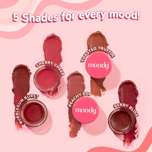 Image of Moody Plush 3-in-1 Lip, Cheek & Eye Tint - Berry Bliss with Cacao Butter, Shea Butter & Jojoba Oil | Long Lasting | Paraben Free Lip Balm Moisturizer For All Skin Type, 5gm (Pack of 2)