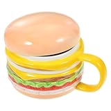 GALPADA Taza de Cerámica Tapa para Café y Leche 300 Ml Taza Desayuno Original Diseño Hamburguesa para Hogar y Oficina Reutilizable Segura