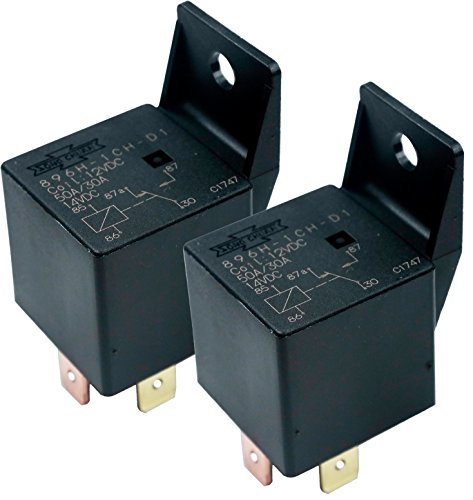 Song Chuan 896H-1CH-D1 Automotive 30/50A Relays, 12VDC, 12V w/Bracket (Pack of 2)