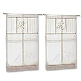 Charmanter Landhausstil Loberon Gardine 2er Set Mayenne, Leinen, H/B ca. 70/45 cm, Creme