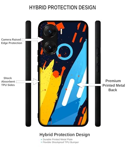 Image of Abstract Stripes Geometric Figures Design Premium 2D Printed Metal Back Case Cover for Vivo V29E 5G